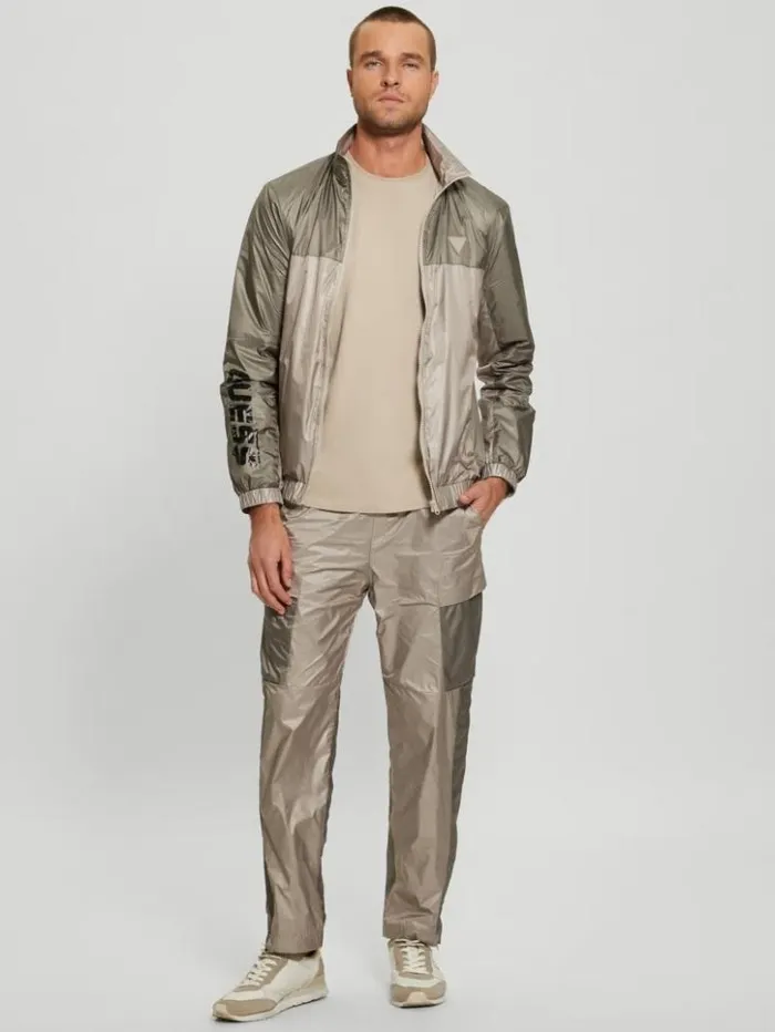 Men GUESS Jackets and Coats Wilfred FullZip Track Jacket Pasadena With Green Block Men GUESS Jackets and Coats Wilfred FullZip Track Jacket Pasadena With Green Block