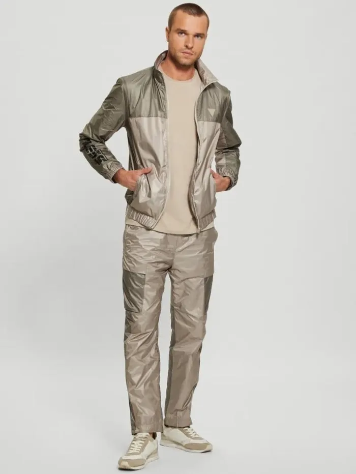 Men GUESS Jackets and Coats Wilfred FullZip Track Jacket Pasadena With Green Block Men GUESS Jackets and Coats Wilfred FullZip Track Jacket Pasadena With Green Block