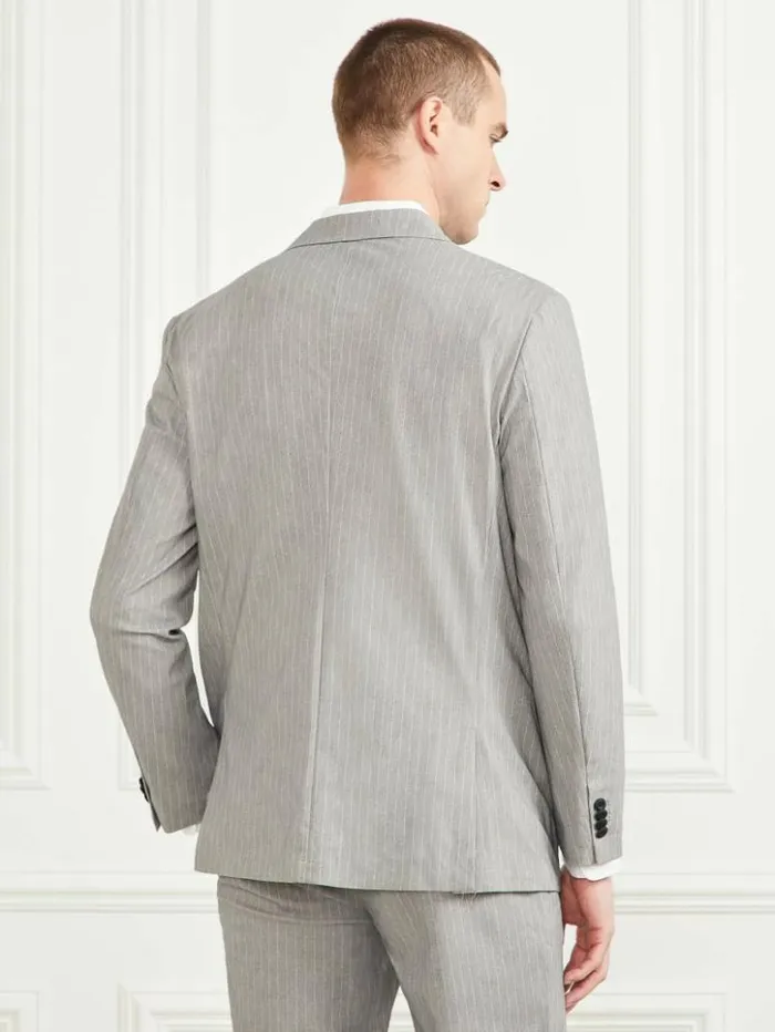 Men GUESS Jackets and Coats Wiston Performing Blazer Light Wool Grey Pinstripe Men GUESS Jackets and Coats Wiston Performing Blazer Light Wool Grey Pinstripe