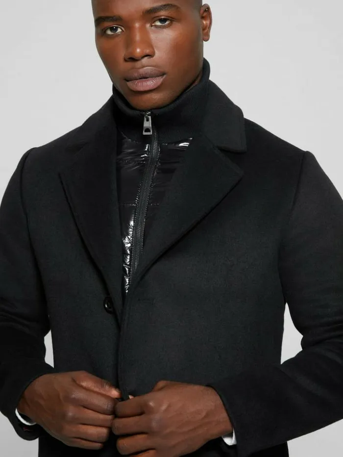 Men GUESS Jackets and Coats WoolBlend Coat Black