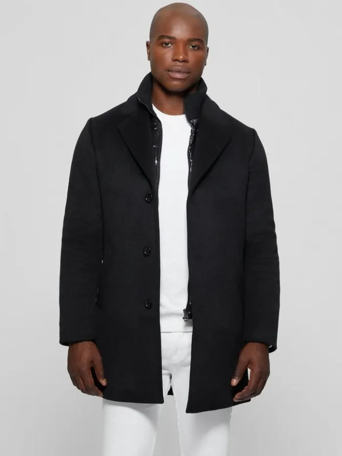 Men GUESS Jackets and Coats WoolBlend Coat Black