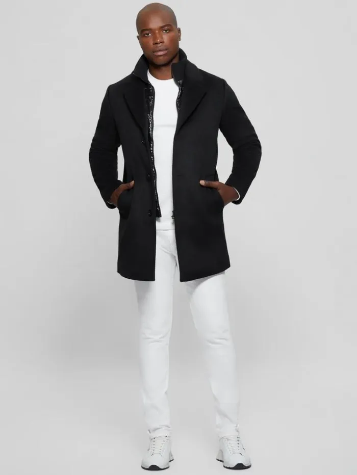 Men GUESS Jackets and Coats WoolBlend Coat Black