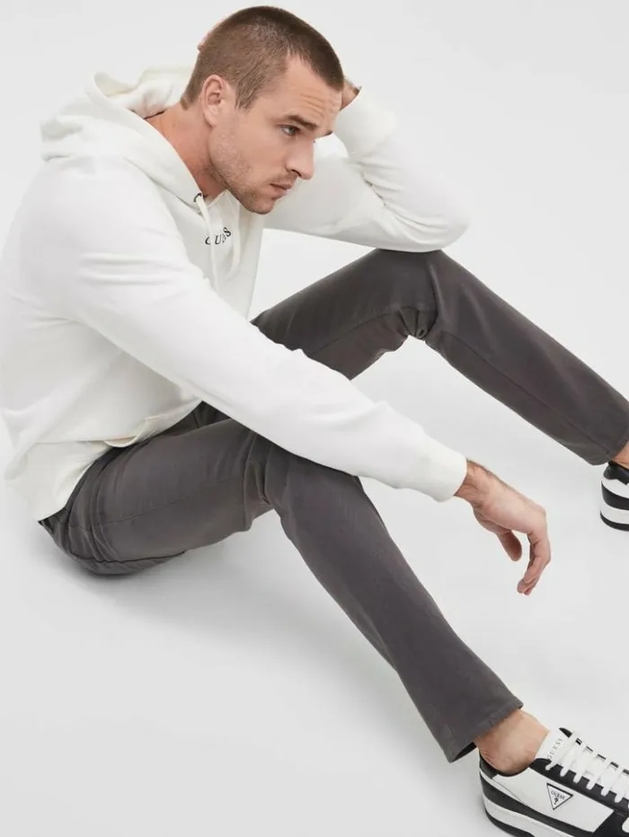 Men GUESS Jeans and Denim Coated Tapered Jeans Iron Grey Coated