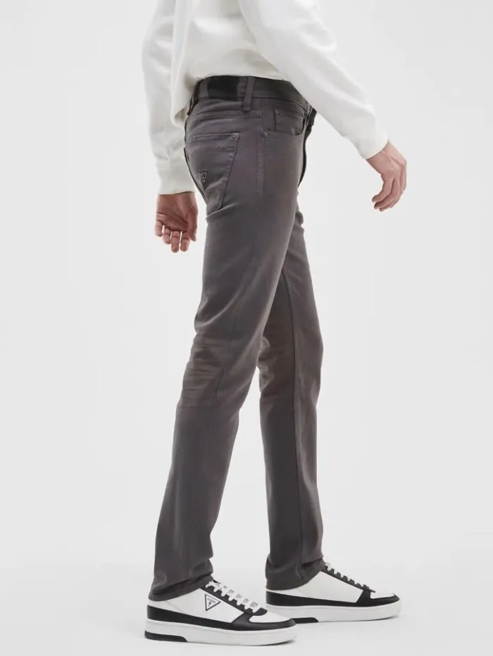 Men GUESS Jeans and Denim Coated Tapered Jeans Iron Grey Coated