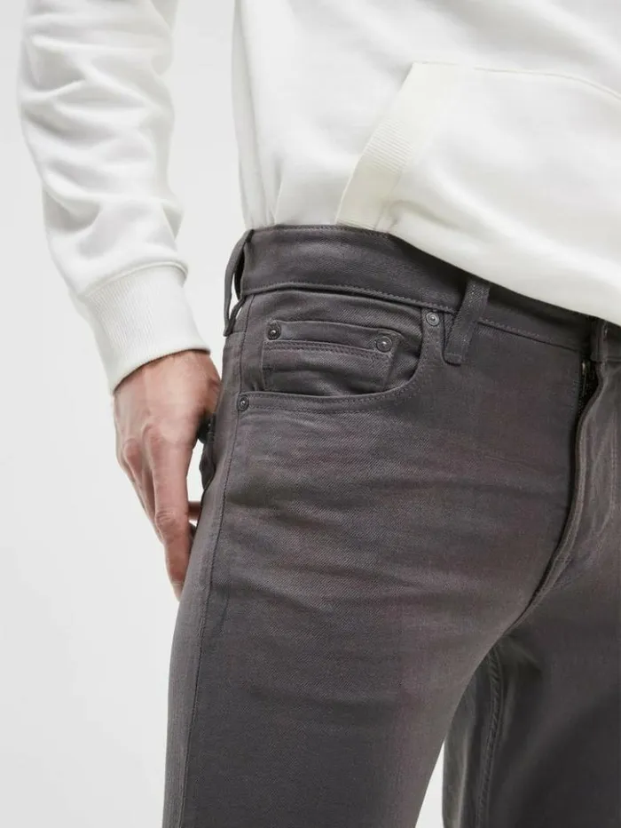 Men GUESS Jeans and Denim Coated Tapered Jeans Iron Grey Coated