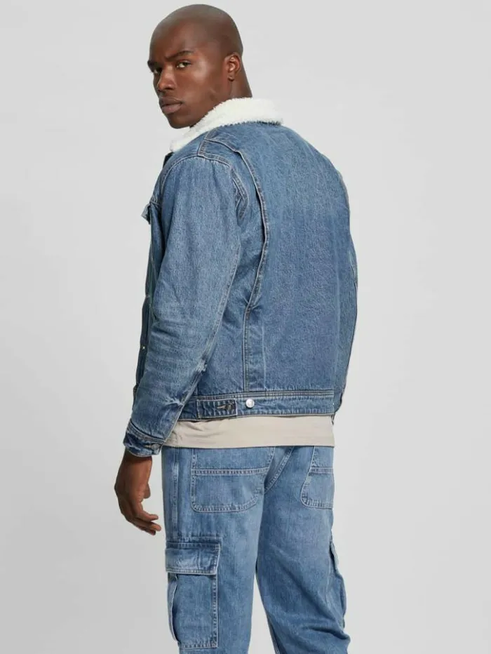 Men GUESS Jeans and Denim Dean Sherpa Jacket Worn Vintage