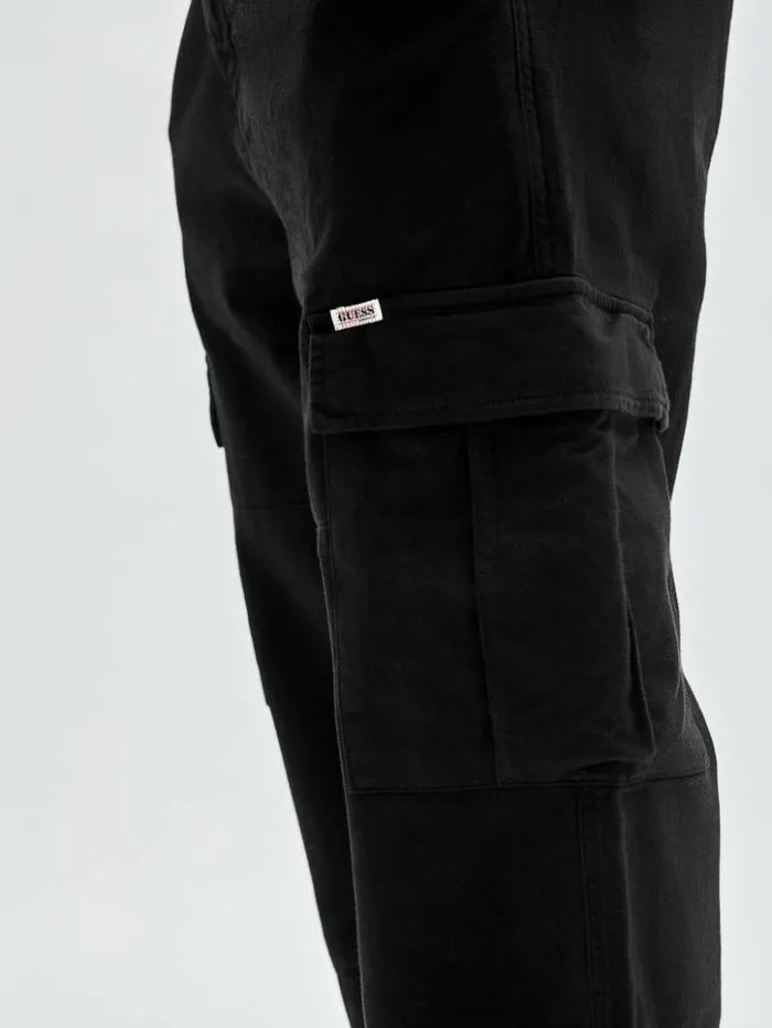 Men GUESS Jeans and Denim GUESS Originals Cargo Pants Black