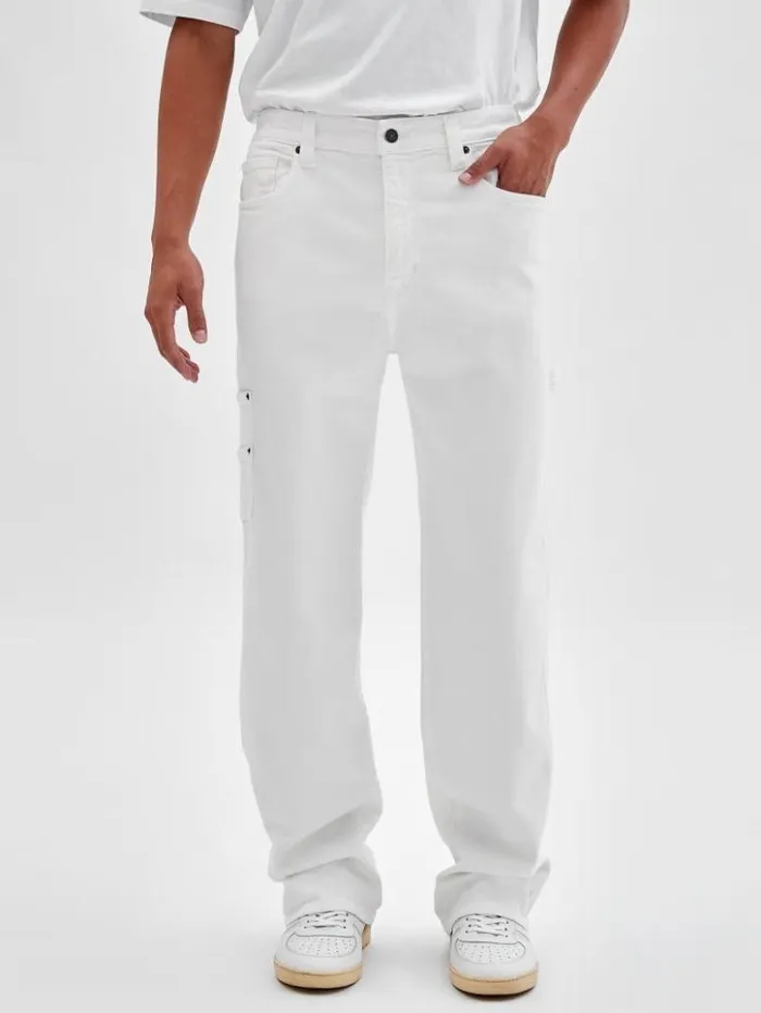 Men GUESS Jeans and Denim GUESS Originals Kit Carpenter Jeans Go Ecru Wash