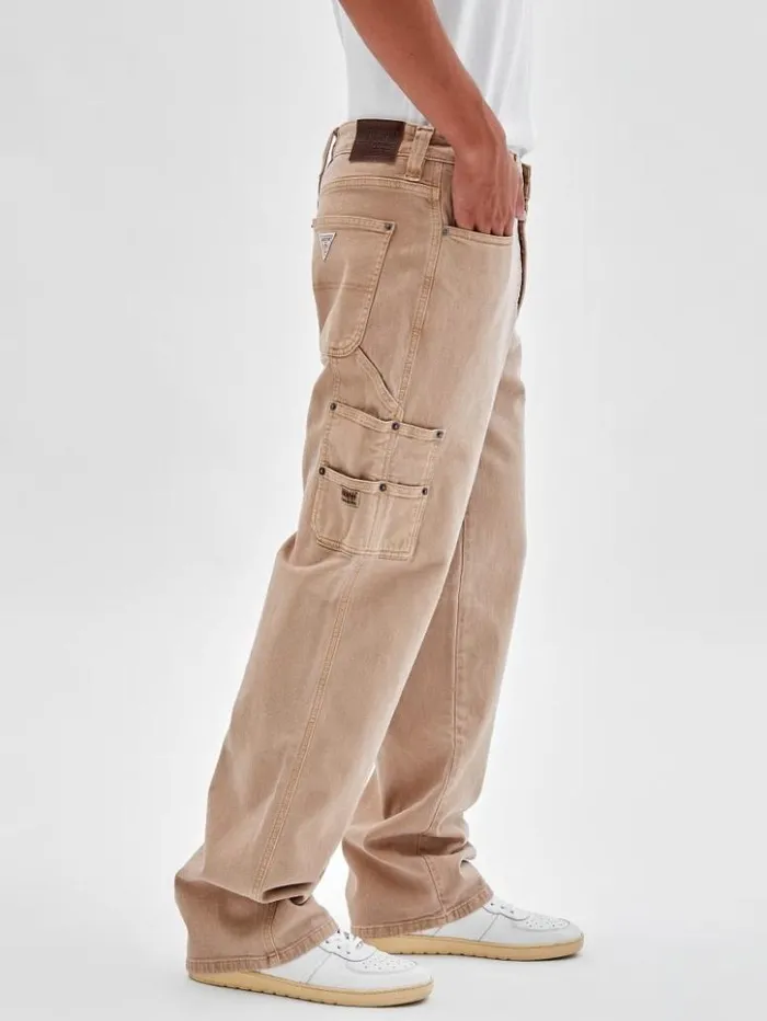 Men GUESS Jeans and Denim GUESS Originals Kit Carpenter Jeans Go Vintage Tan Wash Men GUESS Jeans and Denim GUESS Originals Kit Carpenter Jeans Go Vintage Tan Wash