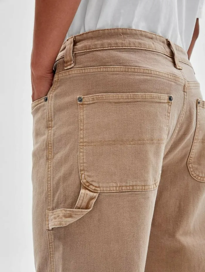 Men GUESS Jeans and Denim GUESS Originals Kit Carpenter Jeans Go Vintage Tan Wash Men GUESS Jeans and Denim GUESS Originals Kit Carpenter Jeans Go Vintage Tan Wash