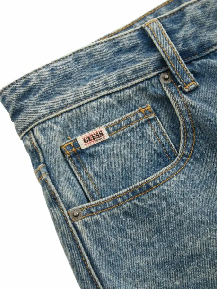 Men GUESS Jeans and Denim GUESS Originals Kit Straight Jeans Go Leo Lt Wash