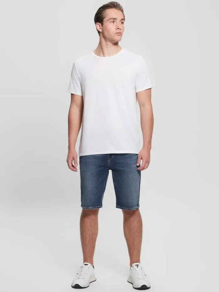 Men GUESS Jeans and Denim Slim Shorts Deep Reef