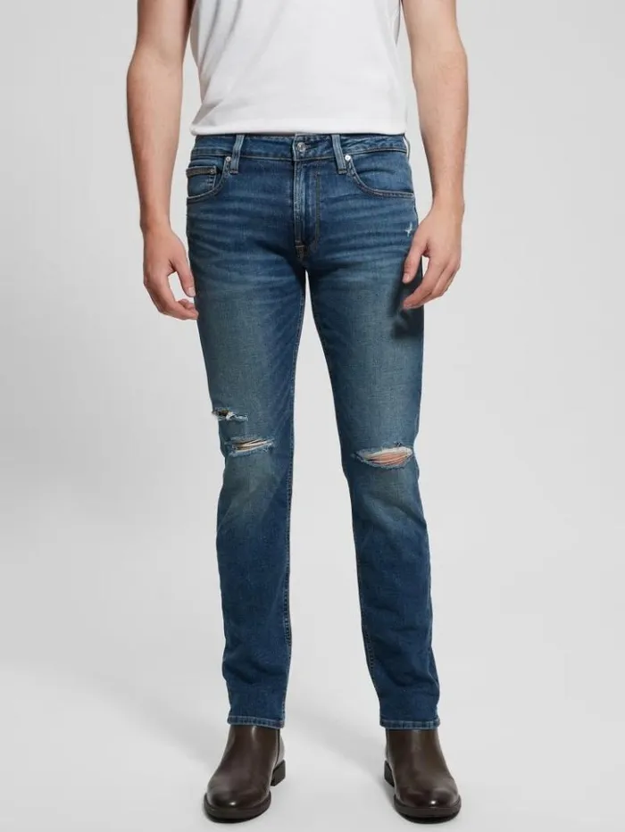 Men GUESS Jeans and Denim Slim Tapered Jeans Escape Destroy