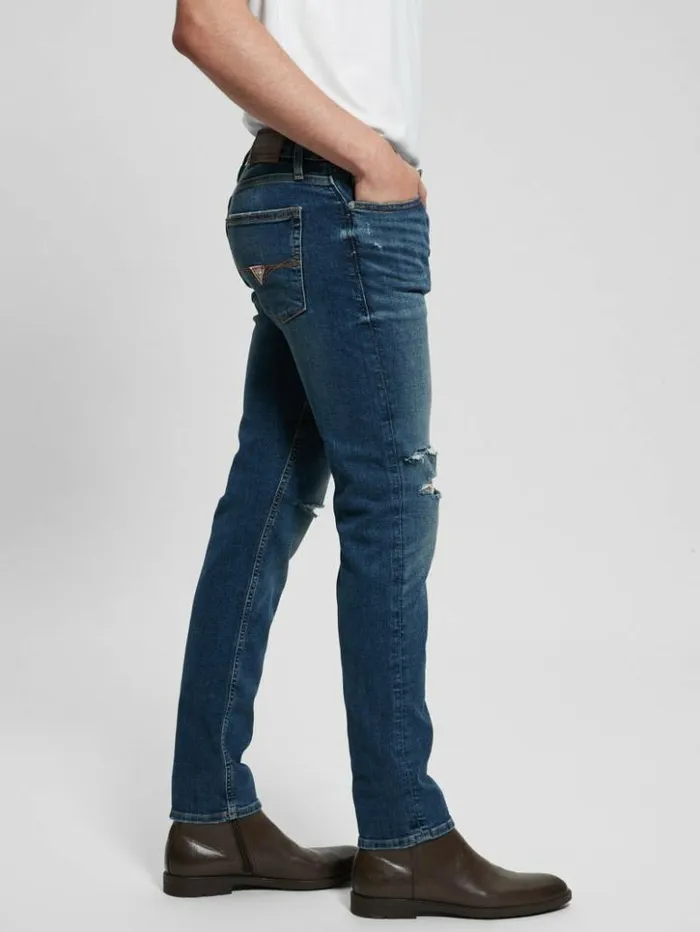 Men GUESS Jeans and Denim Slim Tapered Jeans Escape Destroy