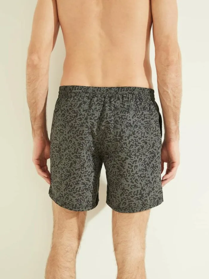 Men GUESS Pants and Shorts Abstract Swim Trunks Greyblk Pixel
