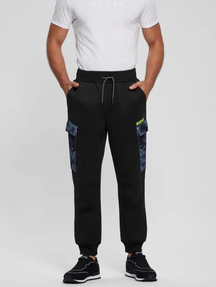 Men GUESS Pants and Shorts Derych Cargo Pants Black