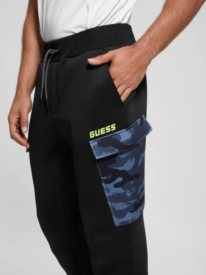 Men GUESS Pants and Shorts Derych Cargo Pants Black
