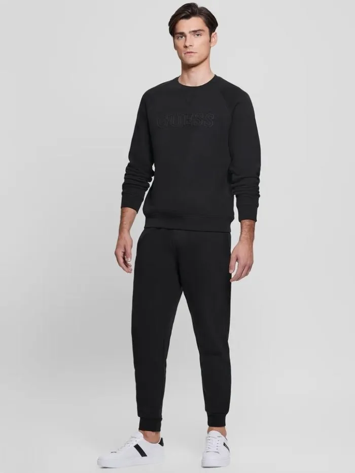 Men GUESS Pants and Shorts Eco Aldwin Logo Pants Black