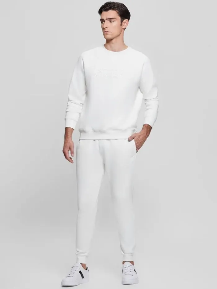 Men GUESS Pants and Shorts Eco Aldwin Logo Pants Blancscuffy