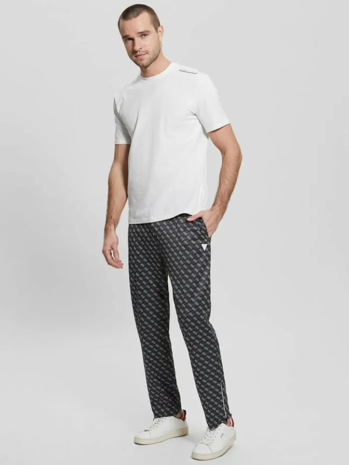 Men GUESS Pants and Shorts Eco Korbin Track Pants 4g Aop Jet Black