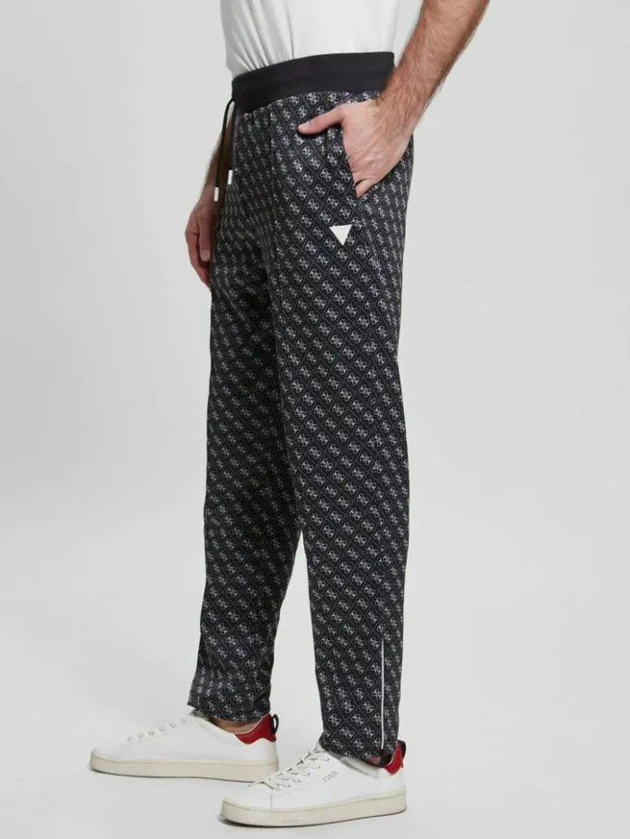Men GUESS Pants and Shorts Eco Korbin Track Pants 4g Aop Jet Black