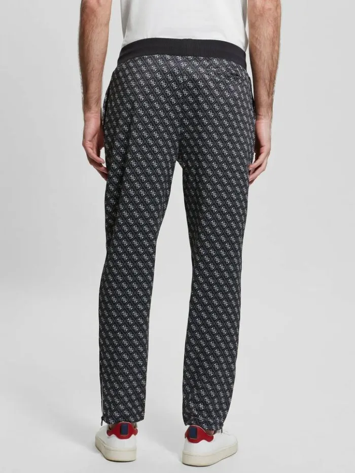 Men GUESS Pants and Shorts Eco Korbin Track Pants 4g Aop Jet Black