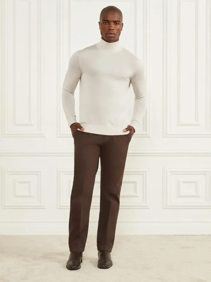 Men GUESS Pants and Shorts Ethan Twill RollUp Chino Pant Chocolate Brownie