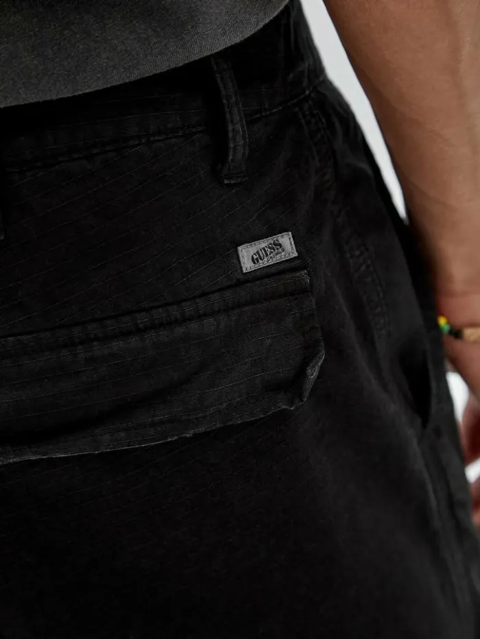 Men GUESS Pants and Shorts GUESS Originals Ripstop Cargo Pants Jet Black Multi Men GUESS Pants and Shorts GUESS Originals Ripstop Cargo Pants Jet Black Multi