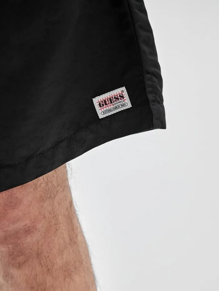 Men GUESS Pants and Shorts GUESS Originals Washed Nylon Shorts Jet Black Multi Men GUESS Pants and Shorts GUESS Originals Washed Nylon Shorts Jet Black Multi