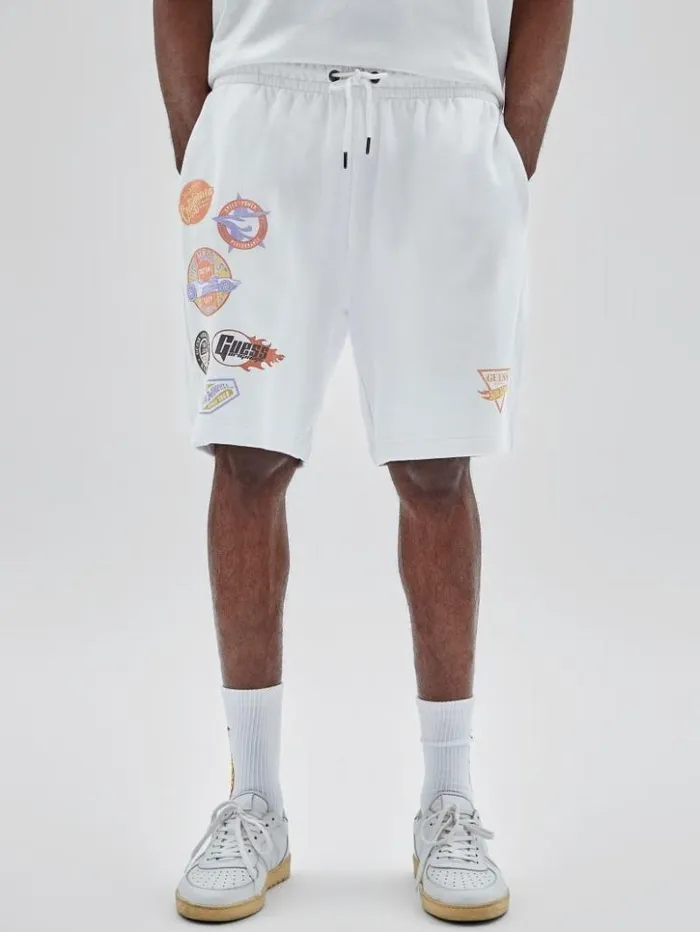 Men GUESS Pants and Shorts GUESS Originals X Hot Wheels Shorts Pure White