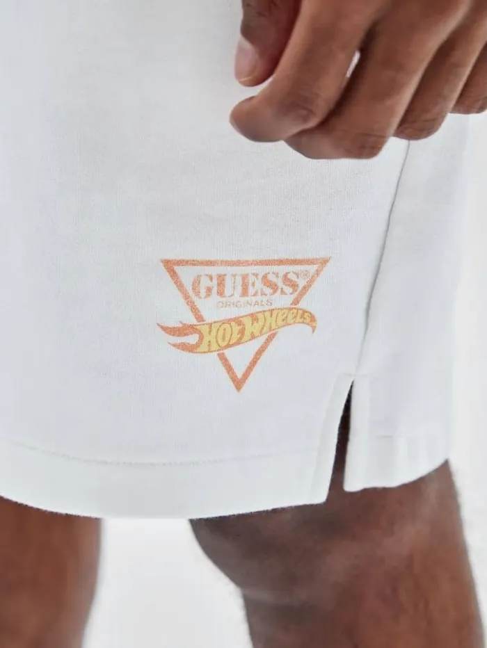 Men GUESS Pants and Shorts GUESS Originals X Hot Wheels Shorts Pure White