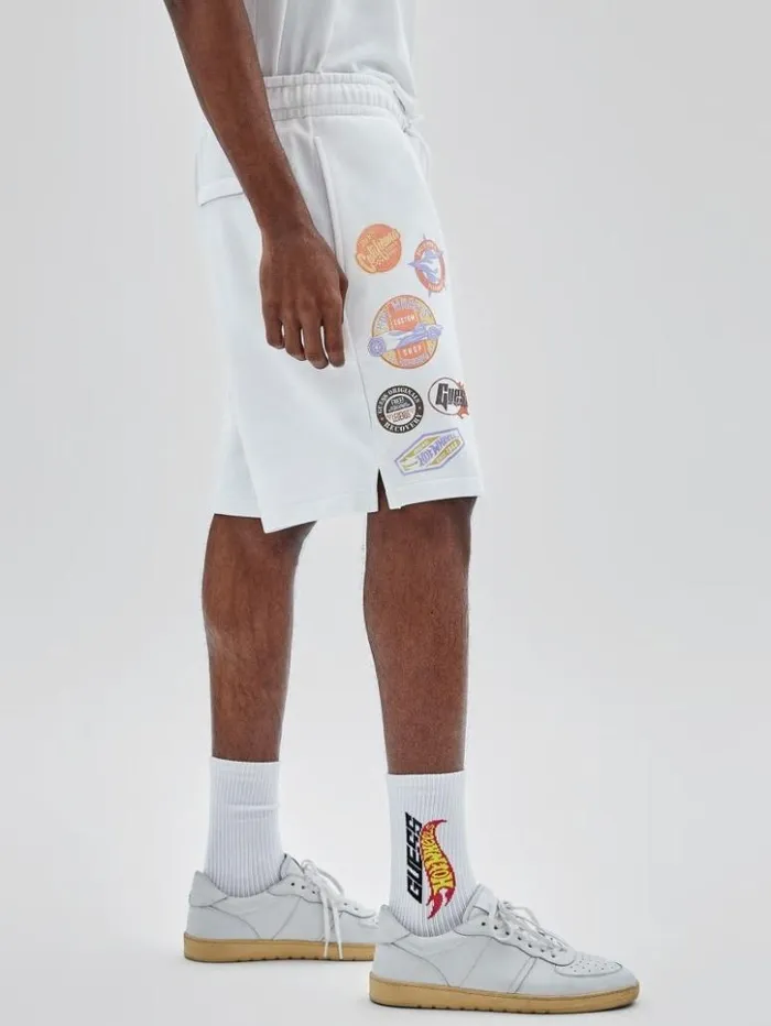 Men GUESS Pants and Shorts GUESS Originals X Hot Wheels Shorts Pure White