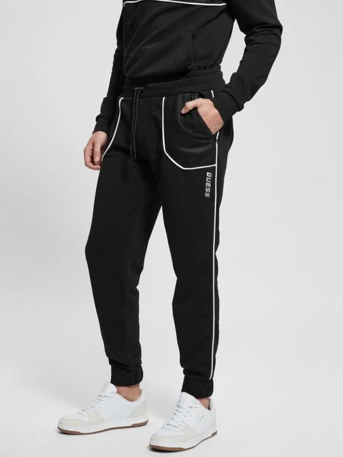 Men GUESS Pants and Shorts Lugh Cuffed Joggers Black