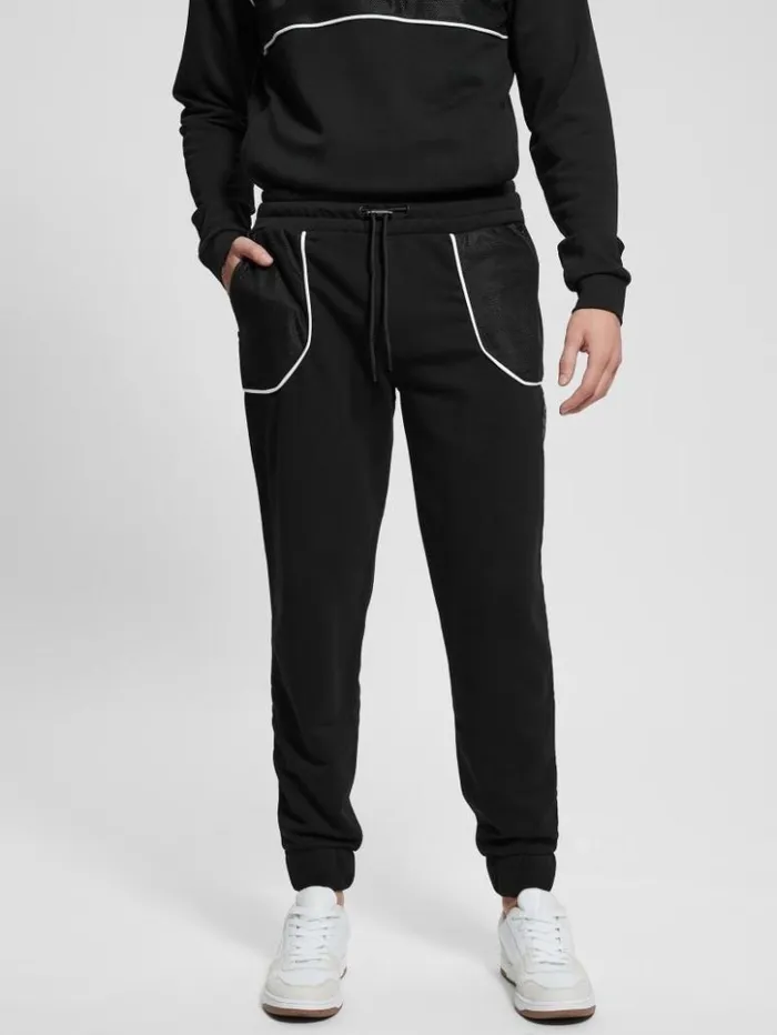 Men GUESS Pants and Shorts Lugh Cuffed Joggers Black