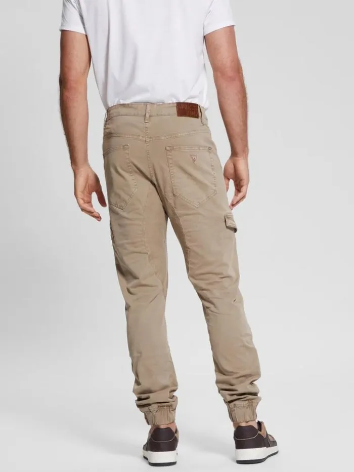 Men GUESS Pants and Shorts New Kombat Tapered Twill Pants Hashes Brown