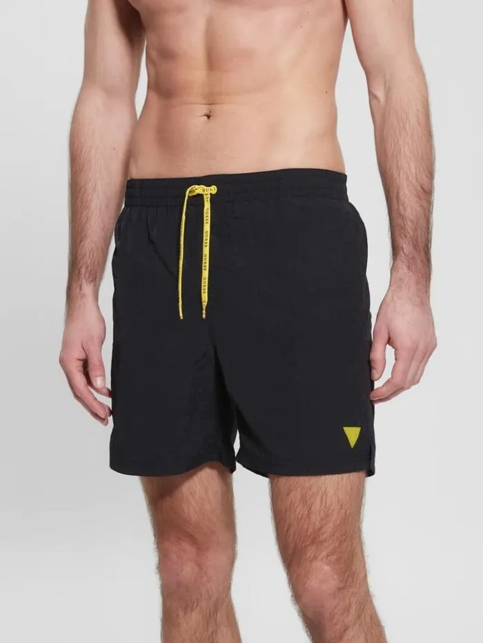 Men GUESS Pants and Shorts Nylon Swim Trunks Black
