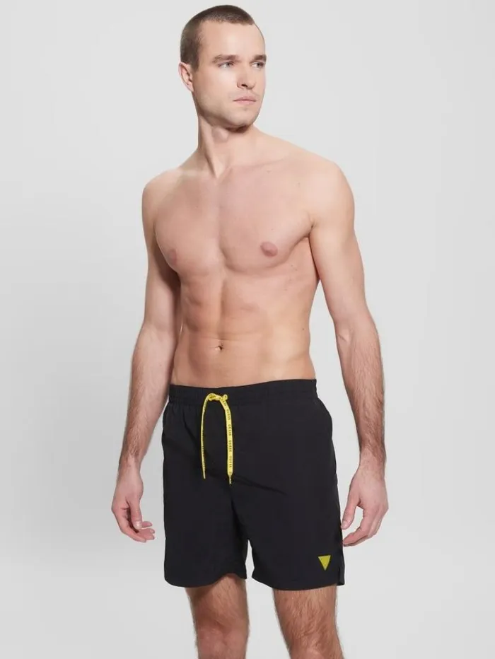 Men GUESS Pants and Shorts Nylon Swim Trunks Black