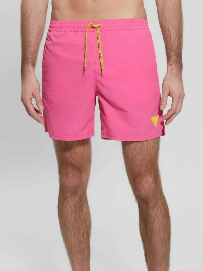 Men GUESS Pants and Shorts Nylon Swim Trunks Peace Pink