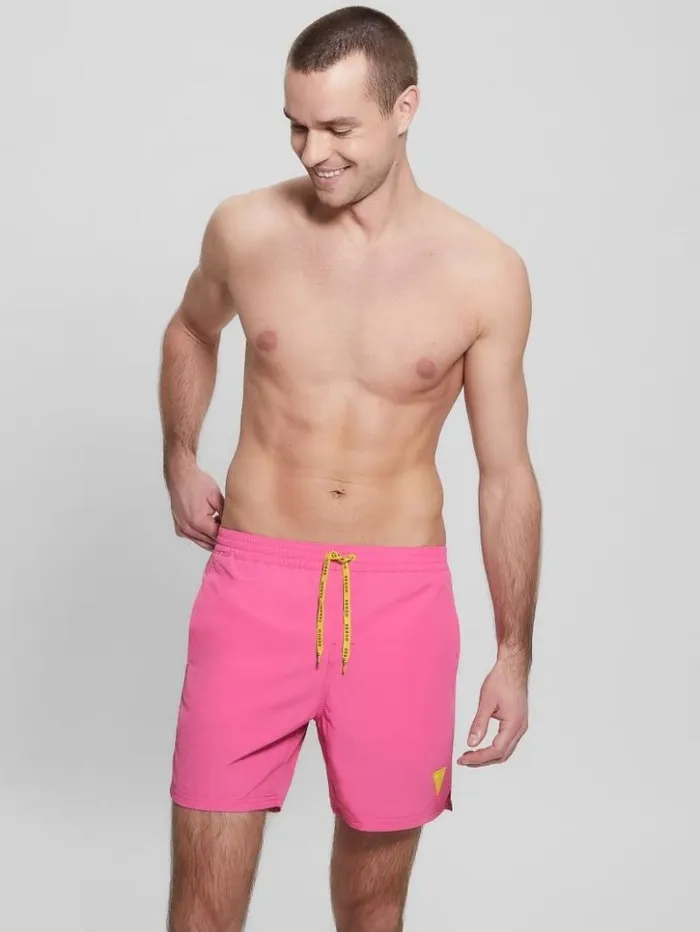 Men GUESS Pants and Shorts Nylon Swim Trunks Peace Pink