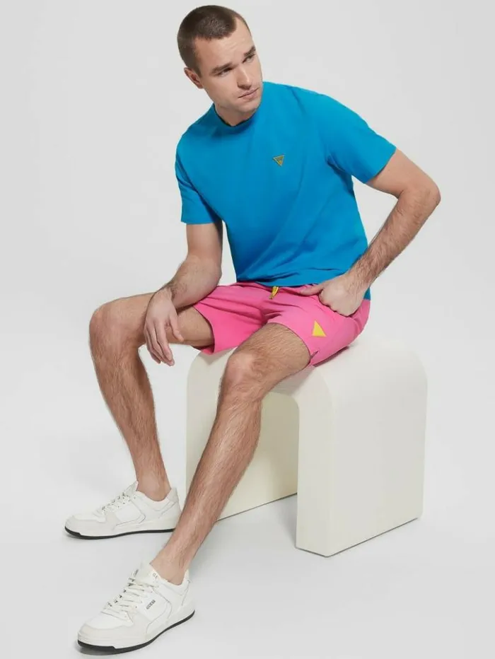 Men GUESS Pants and Shorts Nylon Swim Trunks Peace Pink
