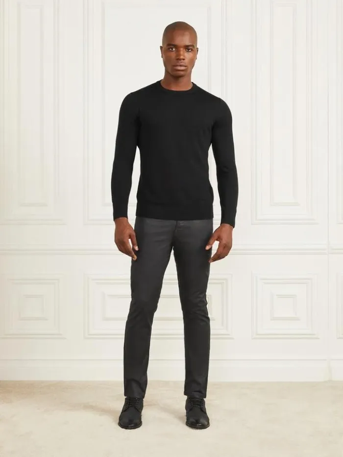 Men GUESS Pants and Shorts Orlando Jeans Black Leather Effect