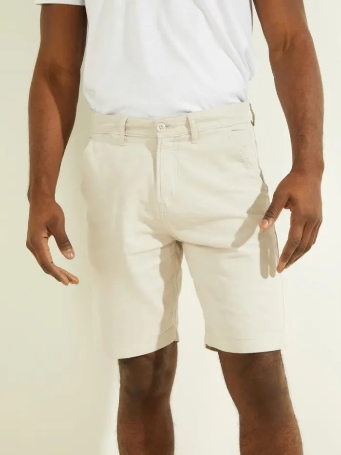 Men GUESS Pants and Shorts Otis Herringbone Chino Shorts Grey Boundary Multi