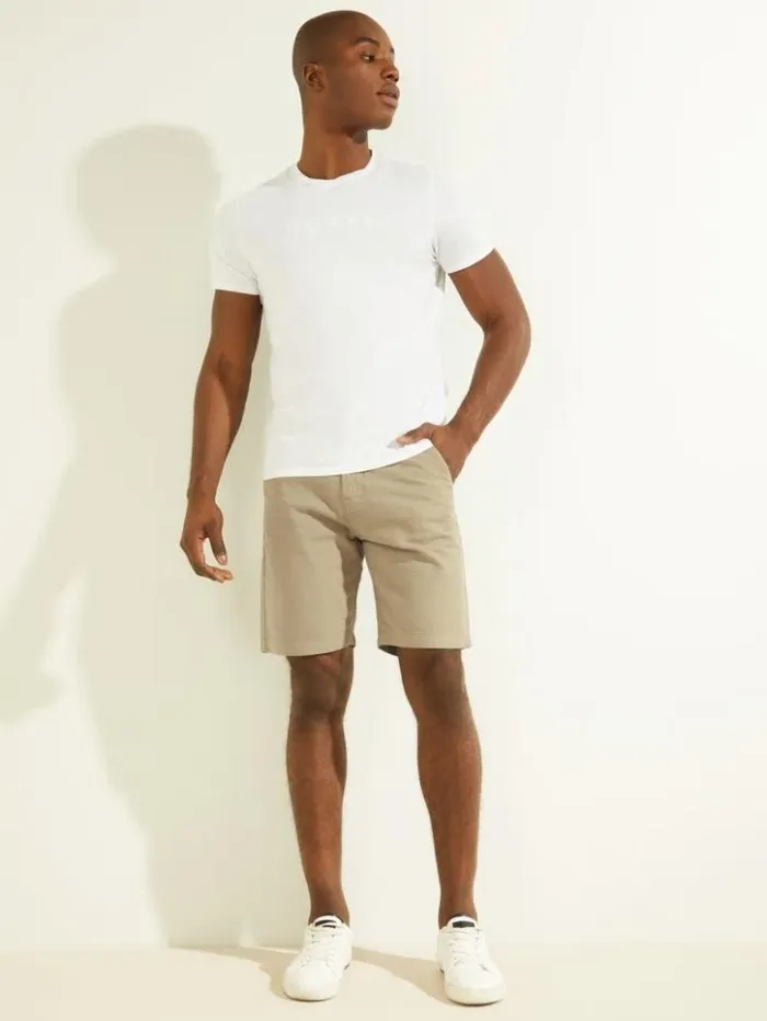 Men GUESS Pants and Shorts Otis Herringbone Chino Shorts Mossy Green Multi