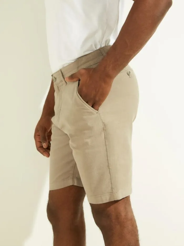 Men GUESS Pants and Shorts Otis Herringbone Chino Shorts Mossy Green Multi