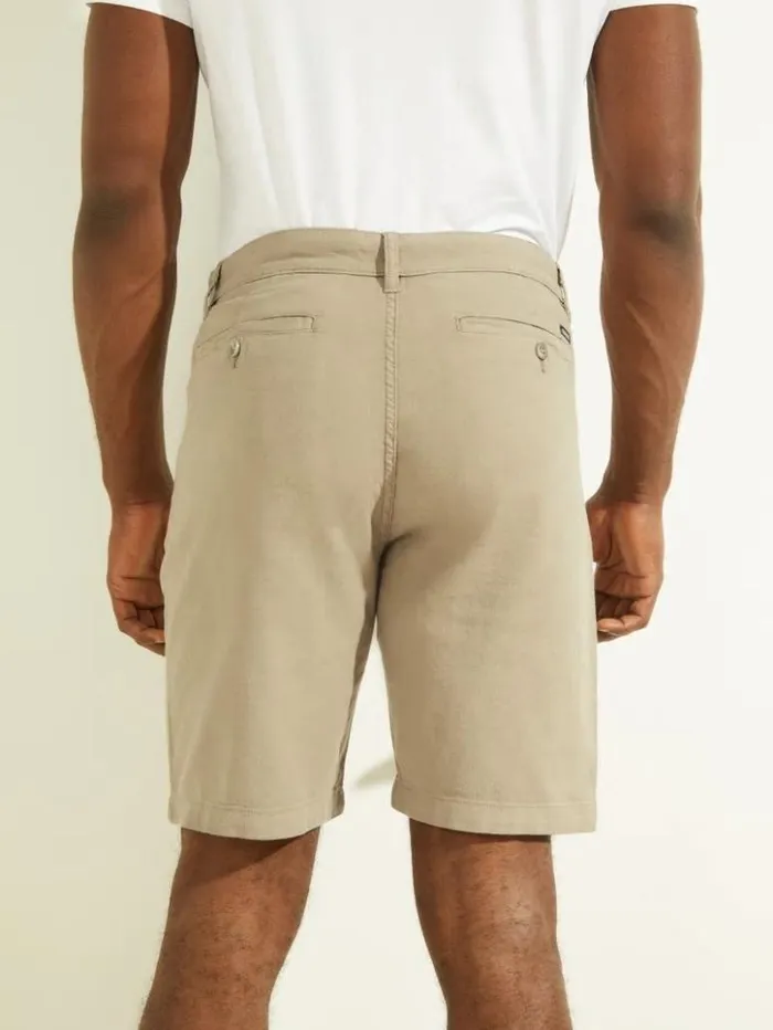 Men GUESS Pants and Shorts Otis Herringbone Chino Shorts Mossy Green Multi