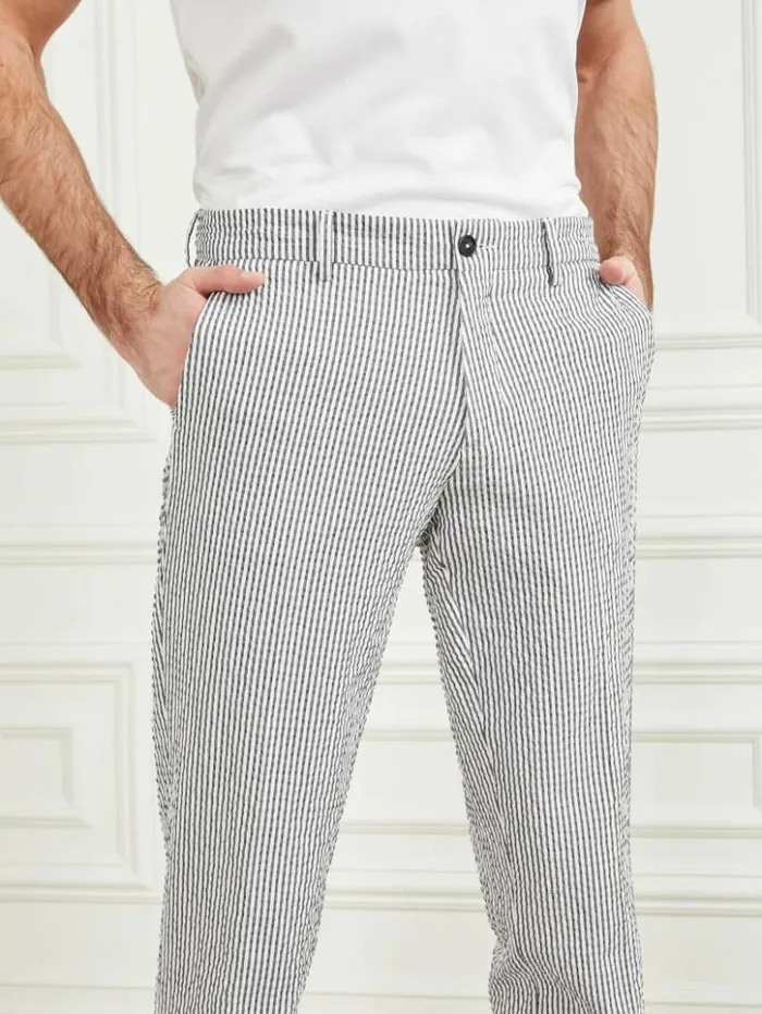 Men GUESS Pants and Shorts Urban Chino Pant Whitenavy Stripes