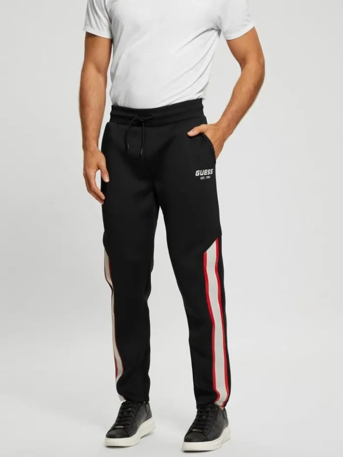 Men GUESS Pants and Shorts Ward Striped Pants Black