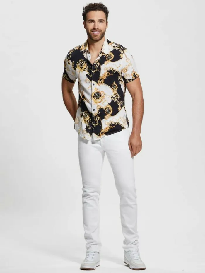 Men GUESS Shirts Eco Gold Chains Shirt Gold Chains