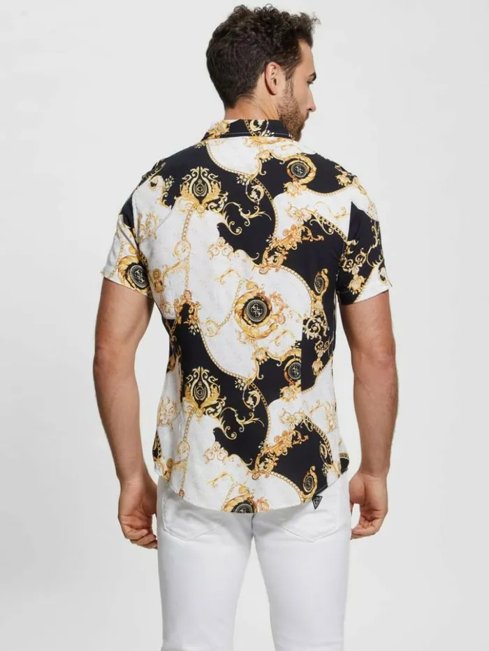 Men GUESS Shirts Eco Gold Chains Shirt Gold Chains