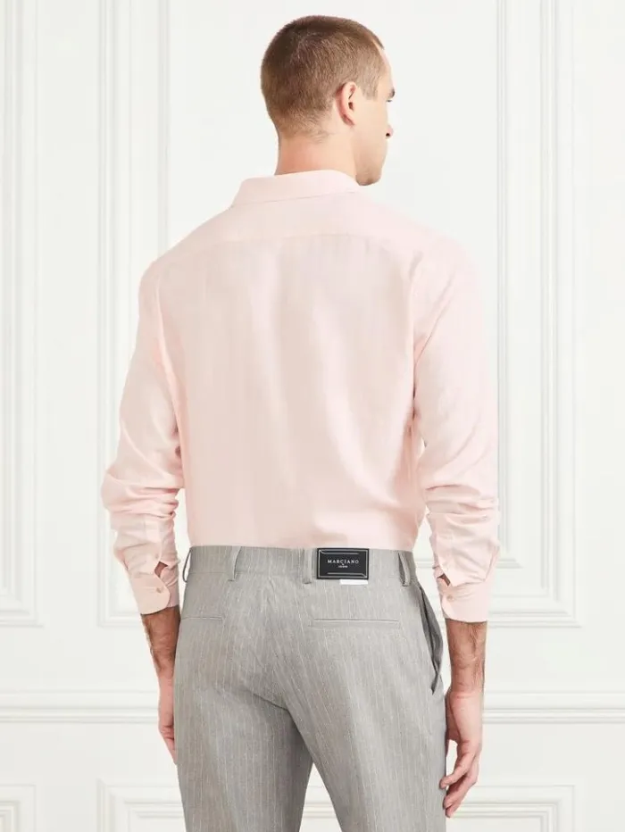 Men GUESS Shirts Eco Joe It LinenBlend Shirt Pink Good Vibes